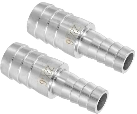 uxcell 2Pcs 7/8 to 5/8 Hose Barb Reducer Pipe Fitting, 304 Stainless Steel Hose Pipe Fitting Sanitary Adapter for Vacuum Systems, Industrial Pipe Connections, Silver
