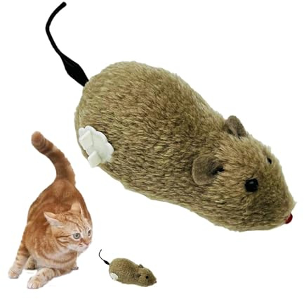 Acunny Wind-up Gerbils, Toy for Mice, Chasing Interactive Cat Hunting Mouse Toy for Indoor Use - Realistic Plush Mice, Wind Up Pet Toy