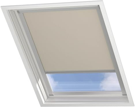 Radeco® Dachfenster verdunkelungsrollo für Velux M06/306/14 Sand mit Führungsschiene, Rollo für dachfenster, velux dachfenster Rollo, verdunklungsrollo für velux.
