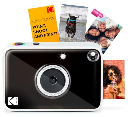 Kodak Printomatic+ Cámara Digital Instantánea 10MP con LED RGB, Imprime Fotos a Color en Papel Zink 2x3” – Negra