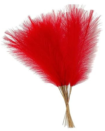 Zuhause mit Blumen dekorieren, Künstliches Pampasgras 55cm Multicolor 10er Packung Deko(Red)