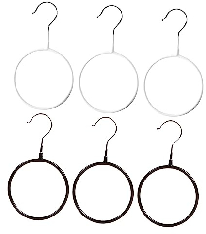 Ciieeo 6 Pièces Support Écharpes de Anneaux de Rangement pour Écharpes et Ceintures Organisateur Pratique Plastique Noir et Blanc pour Rangement à