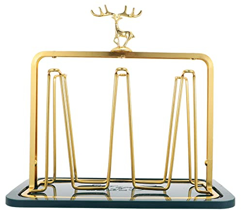 MUELODSIC Desktop Glassware Rack with Tray Sturdy Household Cup Storage Stand for Living Room Practical Organizer for Glass Cups Modern Elegant Design
