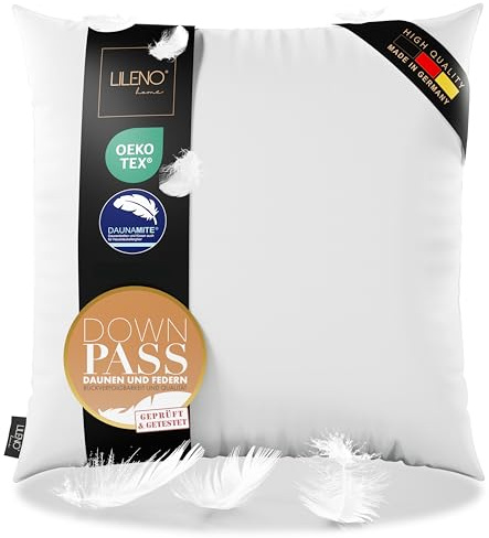 LILENO HOME 3-Kammer Daunen Kopfkissen 60x60 - Allergiker geeignet - Baumwoll Kissen 60x60 mit Federn & Daunen Füllung - langlebig & atmungsaktives Daunen u. Federfüllung