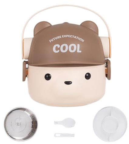 Sollee Fiambreras para Niños Pequeños,Fiambreras de Sándwiches con Oso Adorable, Doble Capa, 800ML | Almacenamiento de Comida para Ensaladas Control Porciones Desayuno Preparación Comidas Colegio