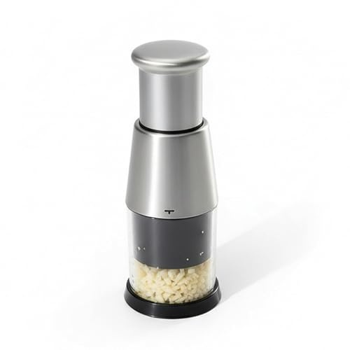 Pressé Ail Inox, Pressed Garlic Chopper, Coupe Ail Ecrase, Hachoir À L'ail À La Main, Manuel à Pousser Oignons Multifonction, Hachoir Gingembre, Ustensile pour Poivrons