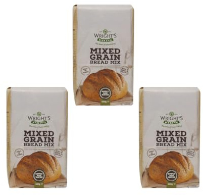 Wright's Baking Mixed Grain Bread Mix 3X500g - High Fibre Bread Mix with 8 Seeds & Grains, Simply Add Water, for Easy Home Baking by Hand or Bread Machine