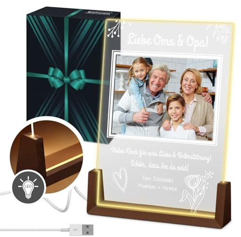 Maverton LED Acrylglas mit Foto - Glasbild mit LED-Beleuchtung - Deko Nachtlicht - personalisierte Geschenke für Frauen Männer Kinder zum Geburtstag - Hochzeitsgeschenke für Brautpaar - Größe: L/XL