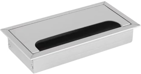 Pasacables de Escritorio aleación Aluminio con Cepillo Negro, Tapa Rectangular for Cables y Puerto Salida for gestión for Mesa Oficina PC (1 Unidad)(Silver,120x250mm)