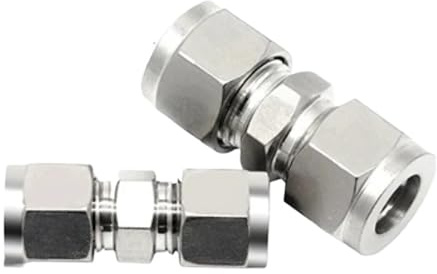 LIUCH Conector de tubo de acero inoxidable 304 SS de 3, 4, 6, 8, 10 y 12 mm de diámetro exterior (1/8, 1/4, 3/8 y 1/2) con doble casquillo(1/2)