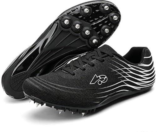 PIzrgm Zapatillas De Atletismo Clavos para Hombre Y Mujer Zapatos Deportivos de Carreras de Sprint Profesionales Respirable Estudiante Competencia,Negro,36 EU