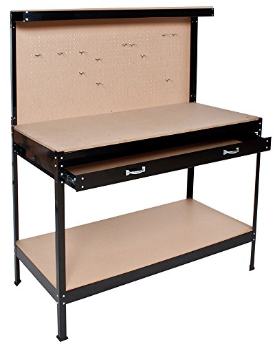 TecTake Banco da lavoro | in metallo ripiegabile | con pannello portautensili (120 x 60 x 160 cm | No. 400855)