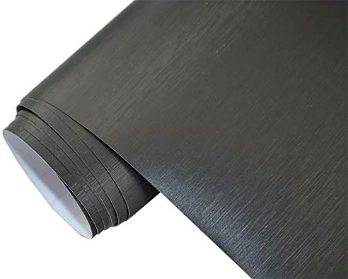 Neoxxim 8.8€/m2 /m Premium - Auto Folie - GEBÜRSTET Aluminium SCHWARZ Brushed 200 x 150 cm - blasenfrei mit Luftkanälen ca. 0,15mm dick