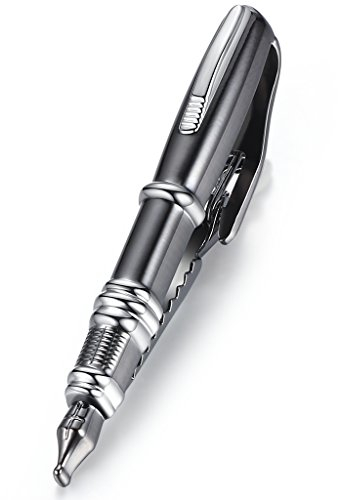 HONEY BEAR Homme Pinces à Cravate - stylo Taille Normale Cadeaux de mariage d'affaires 4.9cm, Noir