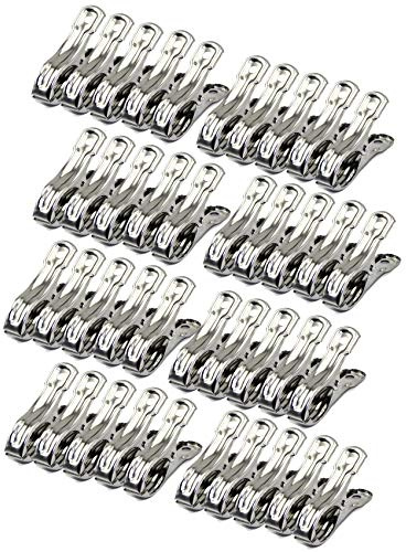 FOMMEN Heavy Duty Stainless Steel Clothespin Utensil Clips Clothing Hanger Peg Clamp for Quilt (2.1 inch（40 Pack）, 2.1 inch)