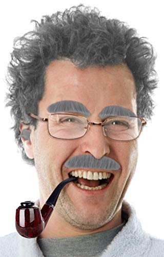 Set med visselpipa + hopfällbara glasögon + ögonbryn + mustasch + öronhår
