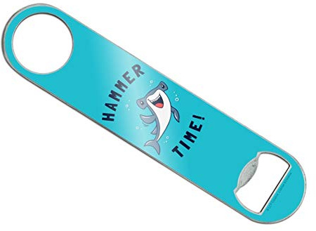 Hammerhead Shark Hammer Time Funny Humor Stainless Steel Vinyl Covered Flat Bartender Speed Bar Bottle Opener