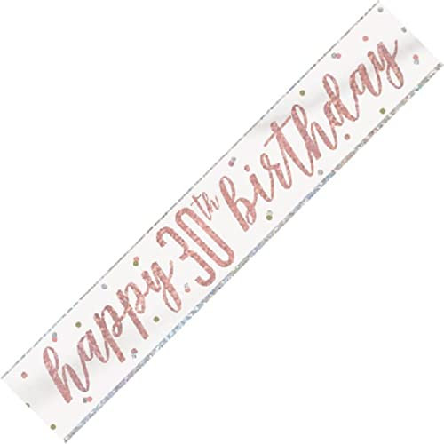 Stunning Rose Gold Happy 30th Birthday Glitz Foil Banner (274cm) - Dazzling Party Decor for a Memorable Milestone - 1 Pc