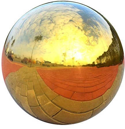 HomeDecTime Stainless Steel Gazing Balls for Home Garden, Hollow Ball Mirror Polished Shiny Sphere, 142~225mm Dia - 225mm