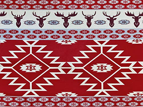 Stoffeldorado - Meterware Dekostoff, Jacquard Hirsch Ethno Design, 280 cm Breite