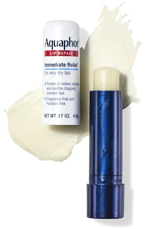 Aquaphor Lip Repair Stick with Jojoba Oil and Shea Butter, Moisturizing Lip Balms, Fragrance Free and Paraben Free, Immediately Relieves Dryness, 0.17 Oz Stick, Pack of 4