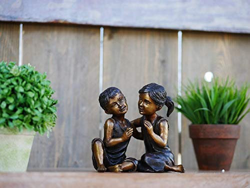 H. Packmor GmbH Bronzefigur Zwei spielende Kinder Skulptur Gartendeko Dekorationsfigur 14x13x10 cm