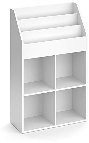 Vicco Bücherregal Weiß Luigi - 72x114x31 cm aus Spanplatte - stehende Aktenregal ideal fürs Kinderzimmer, perfekte Ordnung für Lieblingsbücher und Spielzeuge