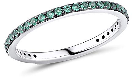namana Schmaler Sterling Silber Ring für Damen. Bunter Ring mit Zirkonia-Edelsteinen. 925 Sterlingsilber Ringe für Frauen mit farbigen Steinen