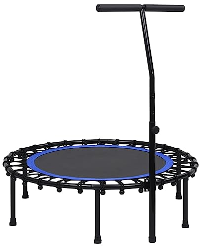 vidaXL Fitness Trampolin mit Griff 30 Bungee-Kabel T-Bar-Griff Sport Jumping Minitrampolin Training Federung 102cm Stahlkonstruktion PP-Matte