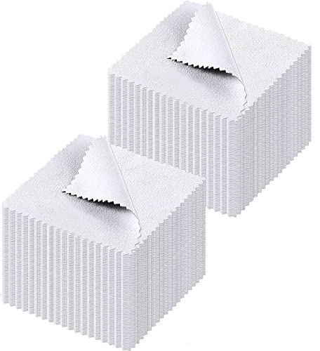 YKKJ Tissu de Nettoyage de Bijoux Chiffon à Polir 50 Pièces Chiffon de Polissage pour Argent Sterling Gold Platinum 8 x 8 cm,Gris
