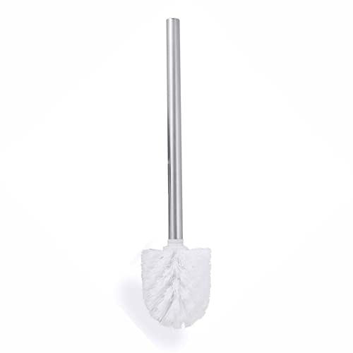 AHAD Lavatory Brush Chrome Toilet With Non Slip Long Metal Handle And Plastic Tough Bristles Loo Deep Cleaning Cleaner Anti Stick Effect Durable 35 Cm, White (sn12)