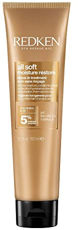 REDKEN All Soft Moisture Restore, Leave In Conditioning Moisture Boost Treatment, For Dry Hair, With Hyaluronic Acid, Hydrates and Adds Definition and Shine, 150 ml