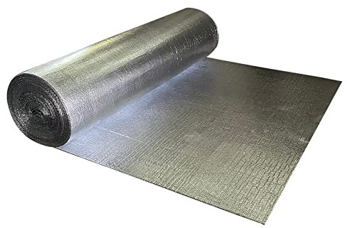 IBOWZ Isolant Thermique en Film Aluminisé Rouleau d'isolation Thermique en Aluminium réfléchissant Auto-adhésif, Pare-Vapeur de 4 à 5 mm, Bouclier d'isolation étanche pour Mur, Toit, Sol, Grenier