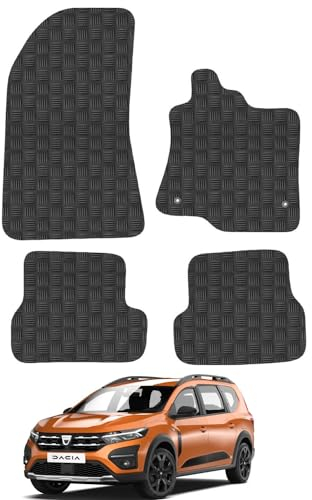 Dacia Jogger (2022+) Rubber Car Mats Accessories Tailored Fit Compatible Accessory Waterproof Protection Non-Slip Floor Mats Full Coverage Durable Front Rear Set Coverage with Clips