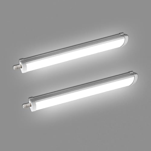 Glirowy 2 Pack 2FT LED Batten Light, LED IP65 Waterproof Tube Light Ceiling Surface Mounted Light 20W 6000K Cool White for Office Warehouse Garage Tunnel