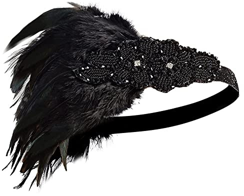 20er Jahre Stirnband,iSpchen Feder Kristall Haarband Gatsby Kopfschmuck Fascinator Feder Strass Stirnband Abschlussball StirnbandDekoration für Damen Mädchen,Typ 1