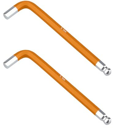 Skweawert 2 PCS 5mm Ball End Allen Hex Key Wrench, Inner Hexagon Spanner, L Shaped Long Arm S2 Steel Repairing Tool