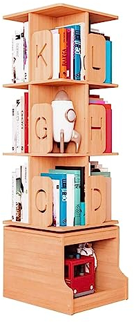 YTGHBIML Bücherturm Freistehend 360° drehbares Bücherregal, mehrschichtiges stehendes Bücherregal aus Holz, einfaches, großes Fassungsvermögen, Bücherregal, Heim-Bücherregale perfekte Darstellung