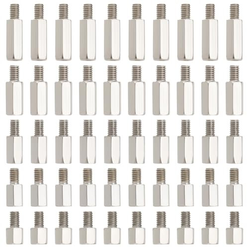 YINETTECH 50 Stück M4-Gewindebolzen Männlich Zu Weiblich 6 + 6 Mm 8 + 6 Mm 10 + 6 Mm 12 + 6 Mm 15 + 6 Mm PCB-Abstandsbolzen mit Langer Säule Sechseckig Vernickelter Kohlenstoffstahl