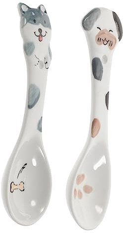 BESPORTBLE 2pcs Pet Measuring Spoon Ceramic Pet Feeding Scoops Stirring Spoons for Dog Food Home Use Random Style