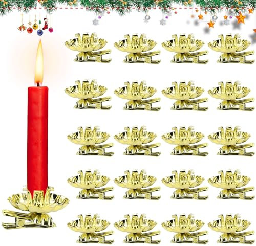 20 portacandele per albero di Natale, portacandele per albero di Natale, con clip per matrimonio, compleanno, festa, festa