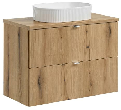 Lomadox Badezimmer Waschtisch 80cm, in Eiche, geringe Tiefe (40cm)