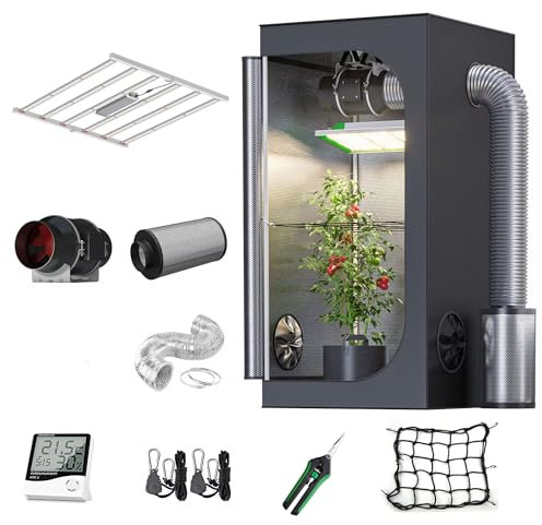 HYDROLUZ Kit de Cultivo Interior Todo en Uno: LED 240W Espectro Completo, Armario Negro 80x80x160, Principiantes y Expertos