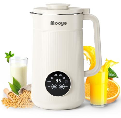 Mooye Automatic Nut Milk Making Machine, 8 in 1 Soy Milk Machine, 35oz Almond Machine, 12 Hours Delay, Keep Warm, Non-Dairy Drinks, Rice Juice/Paste