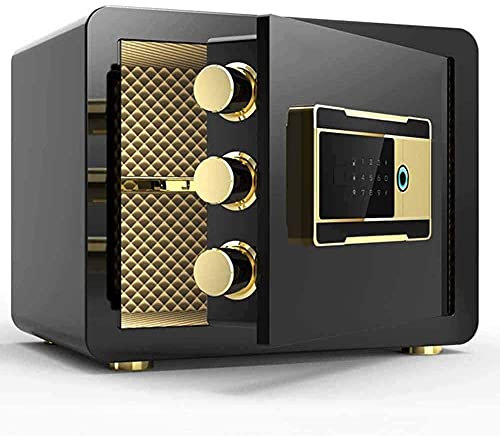 safe Security Safe Box Fireproof Waterproof Lock Cabinets Gun Cash Strongbox Solid Steel Safety Lock Box,Cash Box,Security Box for Office Or Home Use Money,Black safe