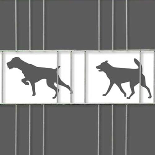 M-tec Sichtschutzstreifen bedruckt | Motiv Dynamic Dogs 3er Pack für Doppelstabmattenzaun | Zaunstreifen mit Tieren | Hundemotiv Zaunblende