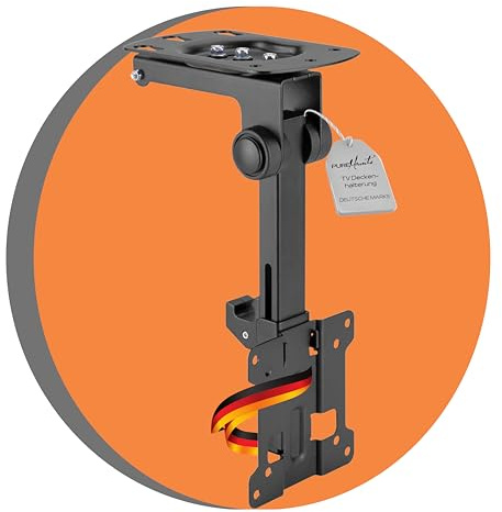 PureMounts TV takfäste 13–27 tum vikbar svängbar VESA100 | TV-tak sluttande hållare för 13–27 tums skärmar, VESA 100 x 100, vikbar, höjdjusterbar, vridbar, lutande