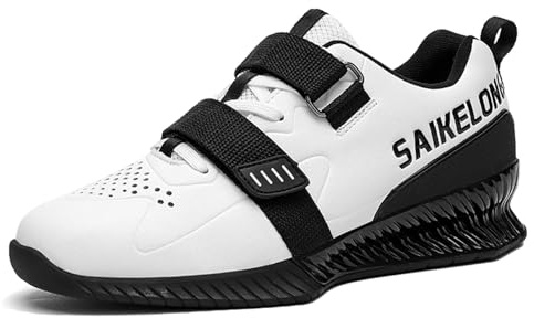 ZHENSI Chaussures D'haltérophilie Hommes Chaussures De Squat De Soulevé De Terre Antidérapantes De Fitness en Salle De Cross-Training De Gym pour La Dynamophilie,Blanc,43 EU