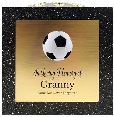 In Loving Memory Of Memorial Rose Bowl Grave Marker Flower Pot Vase With Football Design Mum Dad Gran & Lots More Black/Gold (UV PRINTED) (Granny)