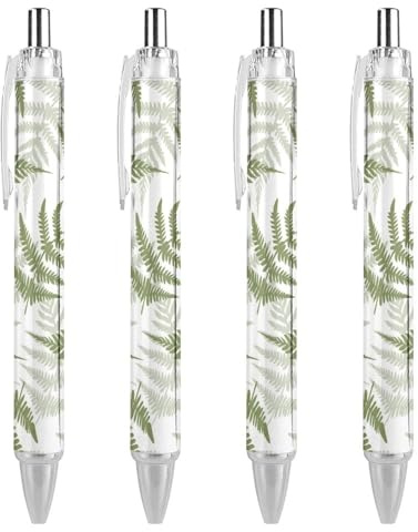 FJQWKLF Niedlicher Kugelschreiber mit neuseeländischem Maori-Farn für Damen und Herren, einziehbarer 0,5-mm-Kugelschreiber zum Arbeiten, 4 Stück